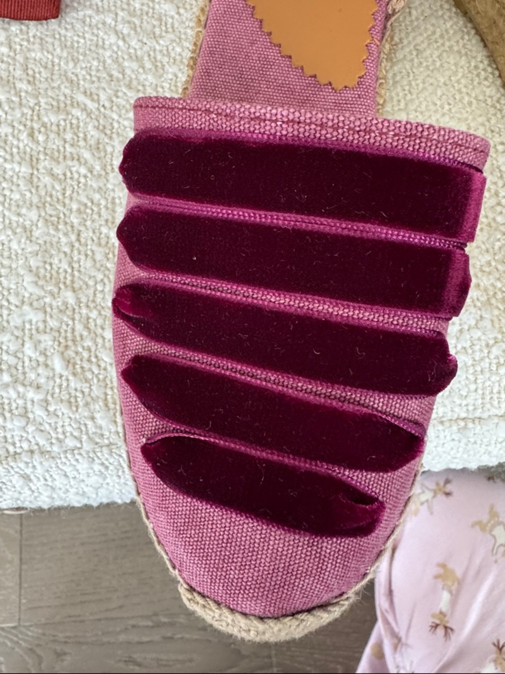 Penelope Chilvers Magenta Velvet-Trim Espadrille Sandal - Picture 7 of 7